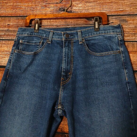 Levis 506 Jeans Mens 34X30 Straight Fit Blue Denim Stretch - Picture 4 of 9